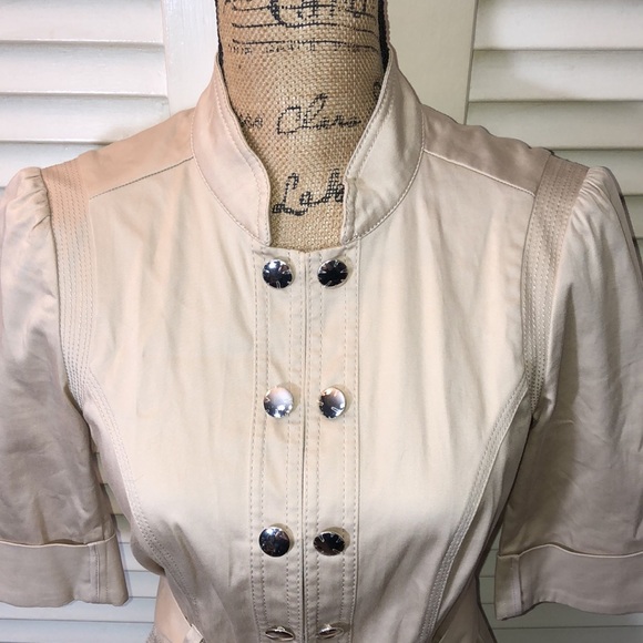 WH|BM Khaki 3/4 Sleeve Belted Jacket - Picture 2 of 10